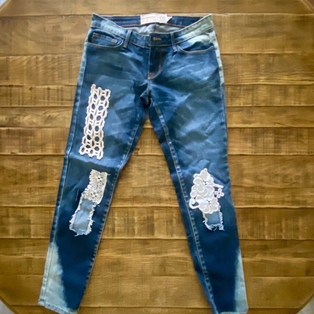 Free People Patchwork Skinny Jeans